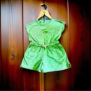 Primary polka dot green romper size 2T
